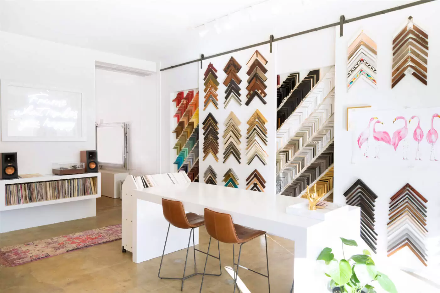 Hang Steady custom picture framing shop interior design area